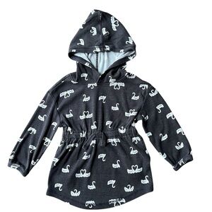 Hanna Andersson Girl Whimsical Swan Hoodie Soft Knit Dress Cozy Playful 3T 90